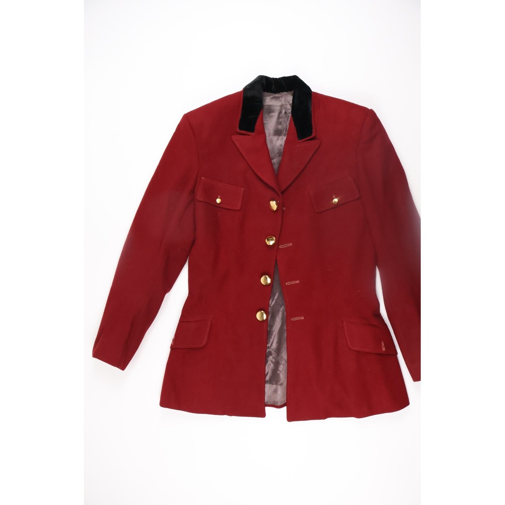 Vintage Womens Blazer Equestrian Riding Jacket Red Solid Wool Excellent - Picture 1 of 4